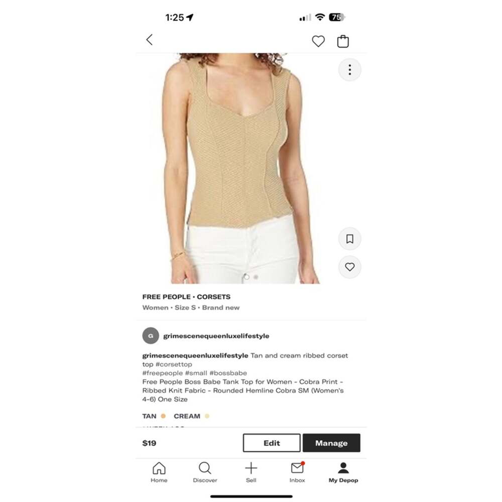 Women Free People Corset Top Size S Tan Cream Ribbed Knit